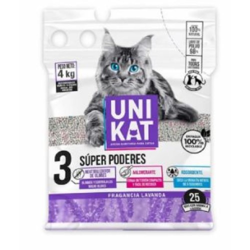 Uni Kat Arena sanitaria para gatos fragancia lavanda Bolsa X 4 kg