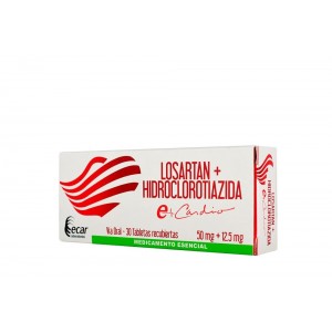 Losartán + Hidroclorotiazida 50 Mg+ 12.5 Mg Caja X 30 Tabletas