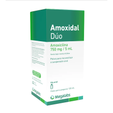 Amoxidal Dúo 750 Ml/ 5 Ml suspensión vía oral polvo para preparar Frasco X 120 Ml 