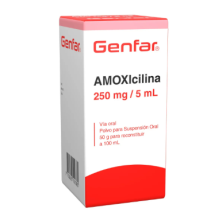Amoxicilina 250Mg/5Ml  Suspensión Genfar Frasco X 100 Ml 