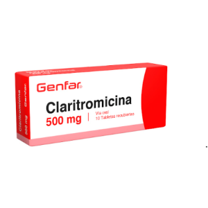 Claritromicina 500 Mg Genfar Caja X 10 Tabletas 