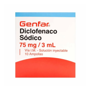 Diclofenaco 75Mg/3Ml Genfar Caja X 10 Ampollas 