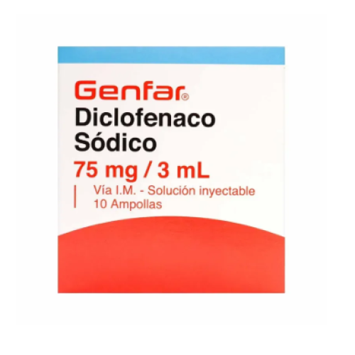 Diclofenaco 75Mg/3Ml Genfar Caja X 10 Ampollas 