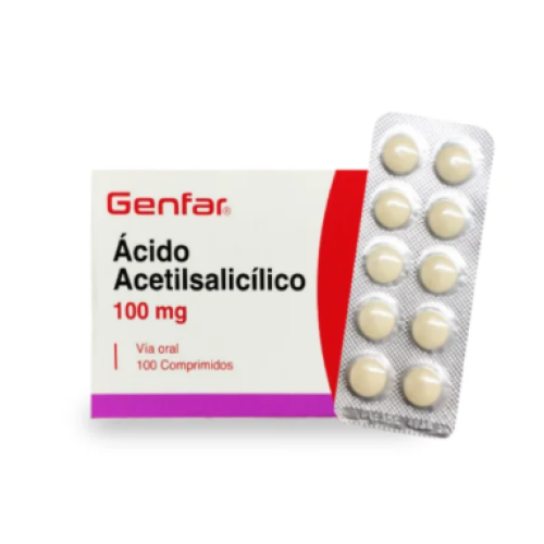Acido Aceltilsalicílico 100 Mg Genfar Caja X 100 Tabletas 