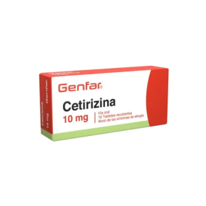 Cetirizina 10 Mg Genfar Caja X 10 Tabletas 