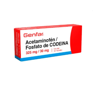 Acetaminofén + Fosfato de Codeína 325Mg/30Mg Genfar Caja X 10 Tabletas Acetaminofén + Fosfato de Codeína 325Mg/30Mg Genfar Caja X 10 Tabletas