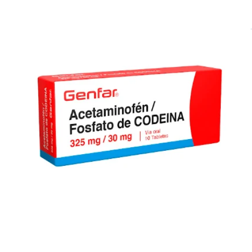 Acetaminofén + Fosfato de Codeína 325Mg/30Mg Genfar Caja X 10 Tabletas Acetaminofén + Fosfato de Codeína 325Mg/30Mg Genfar Caja X 10 Tabletas