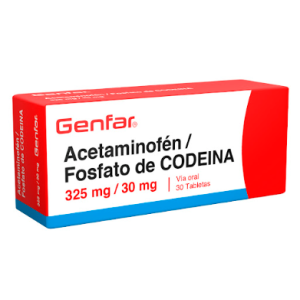 Acetaminofén + Fosfato De Codeina 325Mg/30Mg Genfar Caja X 30 Tabletas Acetaminofén + Fosfato De Codeina 325Mg/30Mg Genfar Caja X 30 Tabletas