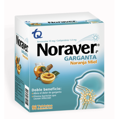 Noraver Garganta Naranja Y Miel Caja X 96 Tabletas