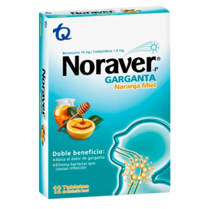Noraver Garganta Naranja Y Miel Caja X 12 Tabletas 