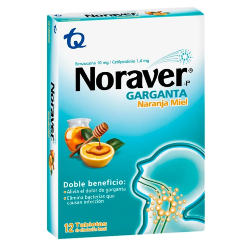 Noraver Garganta Naranja Y Miel Caja X 12 Tabletas 