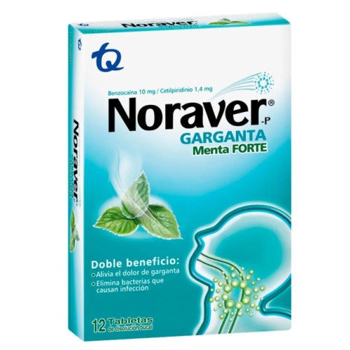 Noraver Garganta Menta Forte Caja X 12 Tabletas