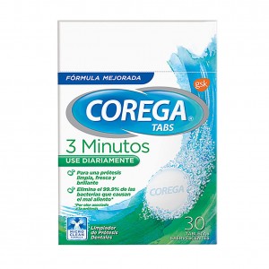 Corega Tabs Limpiador de prótesis Dental Caja X 30 Tabletas Efervescentes 